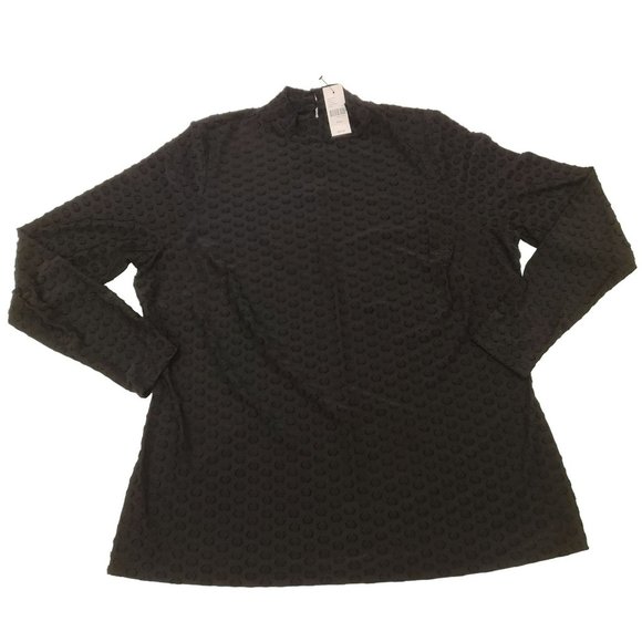 Lane Bryant Tops - Lane Bryant Blouse Shirt Jaquard Spot Longsleeve Mock Turtleneck Black 14 16 NWT